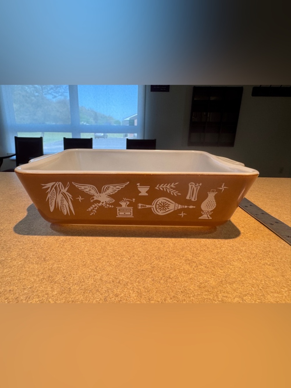 Pyrex 'American Heritage' pattern refrigerator dish #503 1.5qt